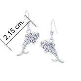 Small Whale Shark Sterling Silver Hook Earring TER1644 - DiveSilver Jewelry